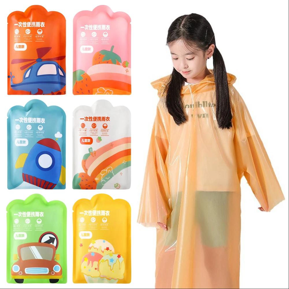 Fishing Rain Suit - 6 ピース/セット肥厚使い捨て子供用レインウェアポータブルカード包装ワンピース子供レインコートハイキング旅行防水ポンチョ