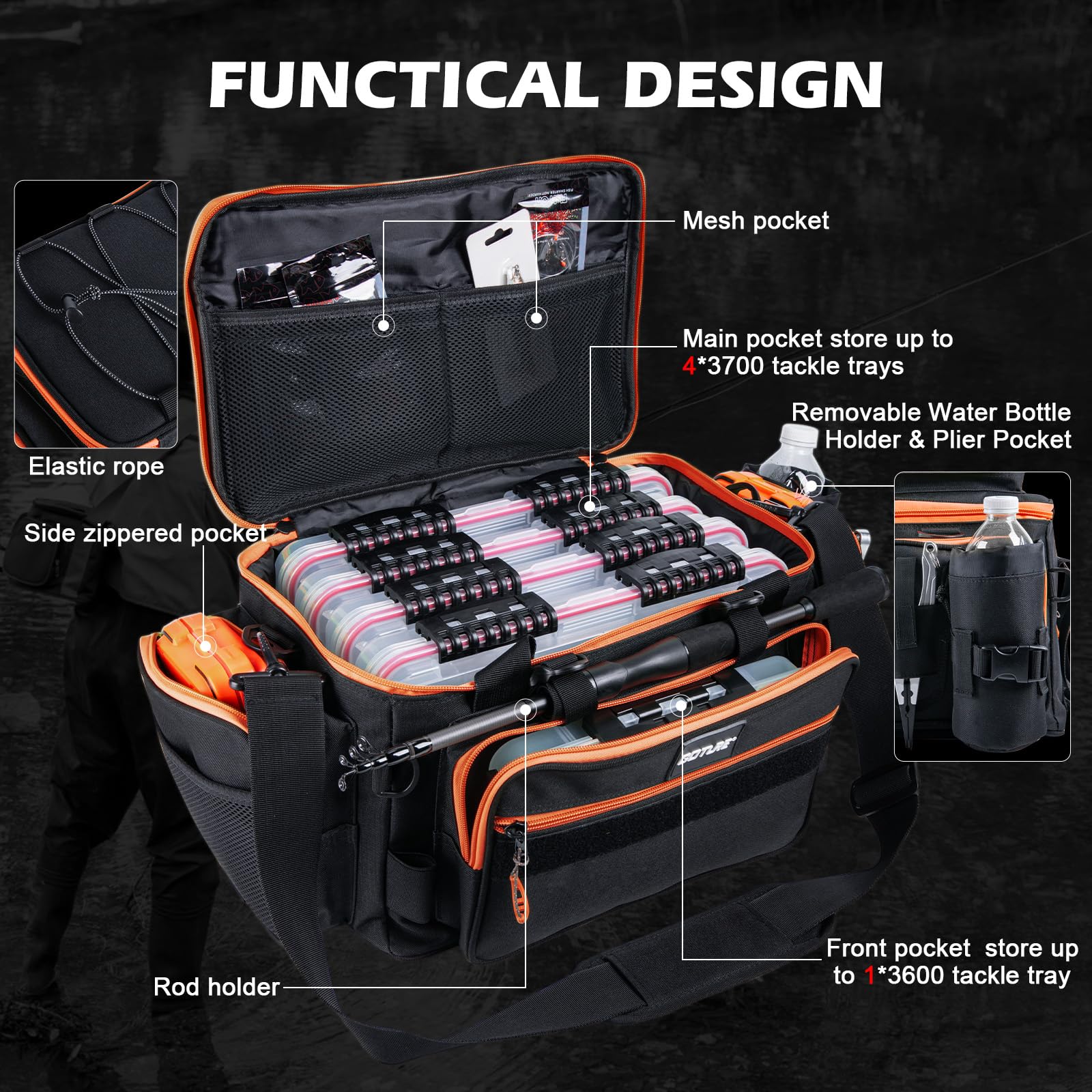 Fishing Bag Waterproof - Goture ポータブルトラベルフィッシングセット伸縮ロッド 3000 スピニングリールフルタックルキットルアーツール防水バッグ釣り具