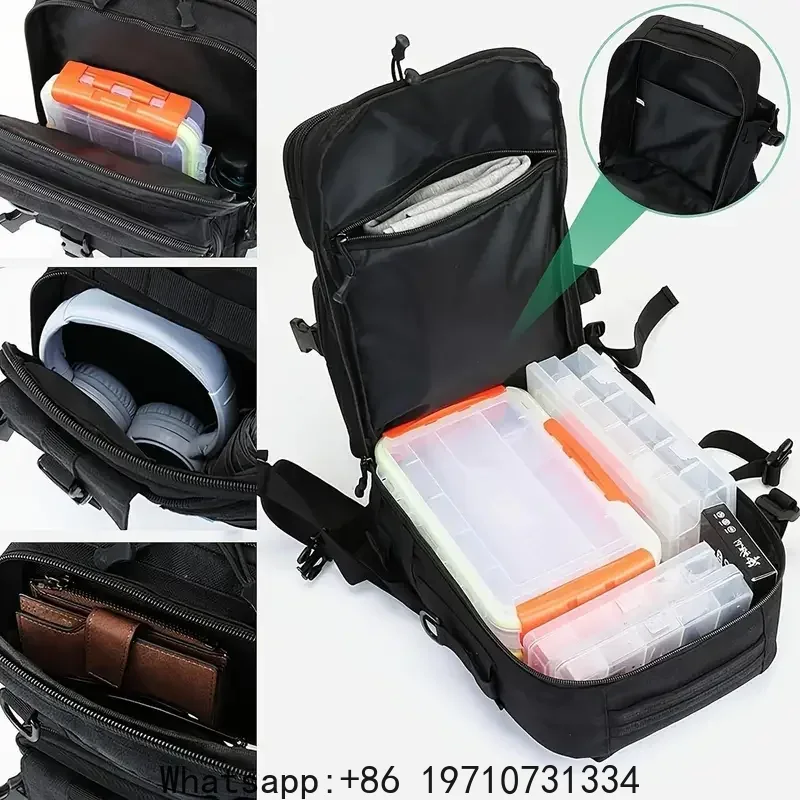 1000D防水バックパックタックル収納バッグ、ダブルショルダ - Fishing Backpack のレビューと価格