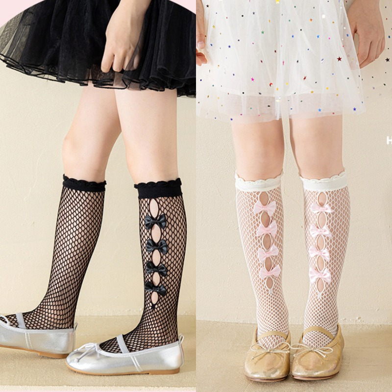 ロリータ中空ストッキング 子供用 女の赤ちゃん用 複数のリボ - Fishing Socks のレビューと価格